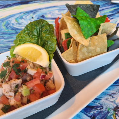 ceviche and chips